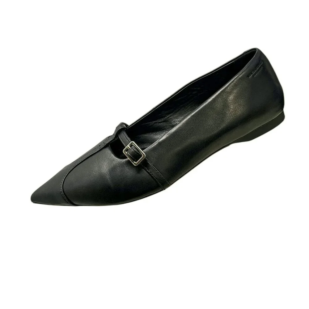 Vagabond Shoemakers Hermine Black Leather T-Strap‎ Pointed Flats